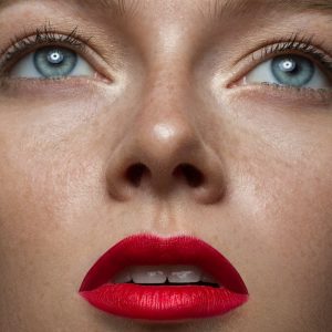Detailed close-up of a woman's face